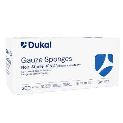 Gauze Sponge Dukal™ 4 X 4 Inch 12-Ply NonSterile 100 per Pack