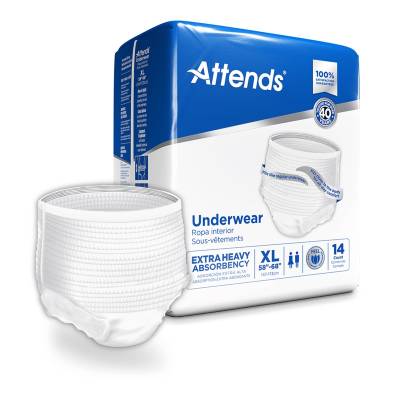 Unisex Adult Absorbent Underwear Attends® Care Pull On with Tear Away Seams X-Large Disposable Heavy Absorbency