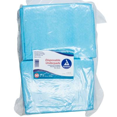 Disposable Underpad Dynarex® 30 X 30 Inch Fluff / Polymer Heavy Absorbency