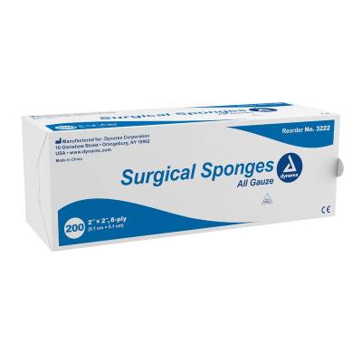 Gauze Sponge Dynarex® 2 X 2 Inch 8-Ply NonSterile 200 per Pack