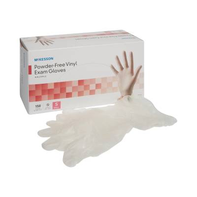 Exam Glove McKesson Small NonSterile Vinyl Standard Cuff Length Smooth Clear Not Rated