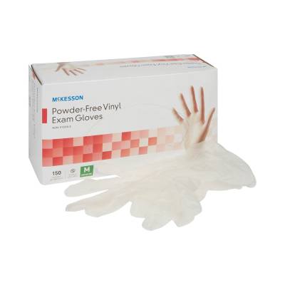 Exam Glove McKesson Medium NonSterile Vinyl Standard Cuff Length Smooth Clear Not Rated