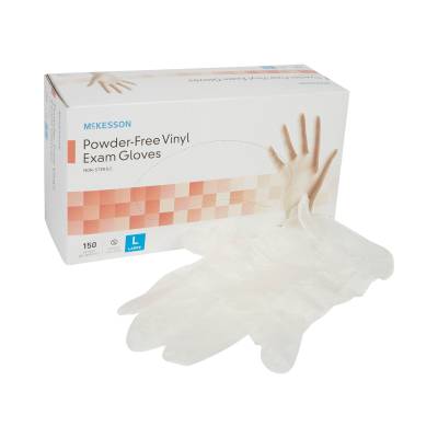 Exam Glove McKesson Large NonSterile Vinyl Standard Cuff Length Smooth Clear Not Rated