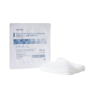 Gauze Sponge McKesson 4 X 4 Inch 8-Ply Sterile 10 per Tray