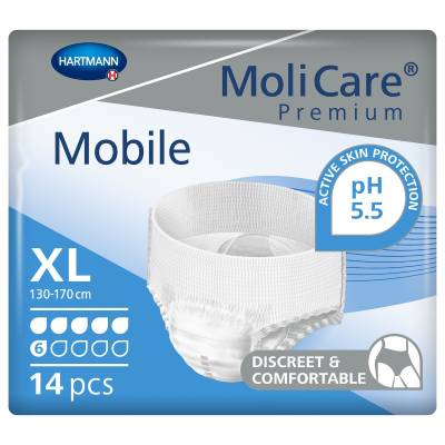 Unisex Adult Absorbent Underwear MoliCare® Premium Mobile 6D Pull On with Tear Away Seams X-Large Disposable Moderate Absorbency