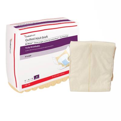 Unisex Adult Incontinence Brief Wings™ Overnight Quilted X-Large Disposable Heavy Absorbency