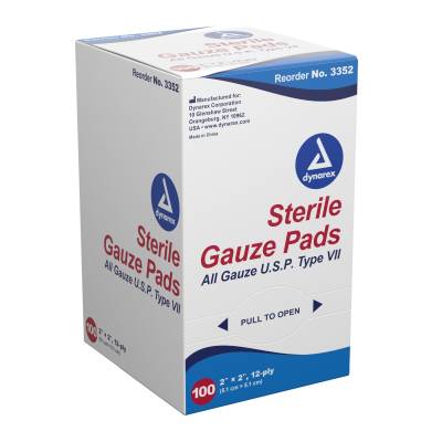 Gauze Sponge Dynarex® 2 X 2 Inch 12-Ply Sterile 1 per Pack