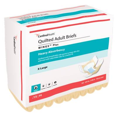Unisex Adult Incontinence Brief Wings™ Plus Quilted X-Large Disposable Heavy Absorbency