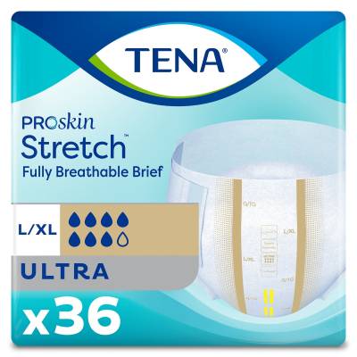 Unisex Adult Incontinence Brief TENA ProSkin Stretch™ Ultra Large / X-Large Disposable Heavy Absorbency