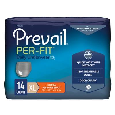 Male Adult Absorbent Underwear Prevail® Per-Fit® Pull On with Tear Away Seams X-Large Disposable Heavy Absorbency