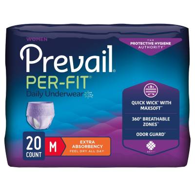 Female Adult Absorbent Underwear Prevail® Per-Fit® Pull On with Tear Away Seams Medium Disposable Moderate Absorbency