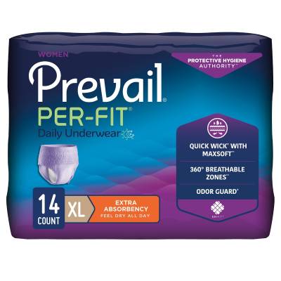 Female Adult Absorbent Underwear Prevail® Per-Fit® Pull On with Tear Away Seams X-Large Disposable Moderate Absorbency