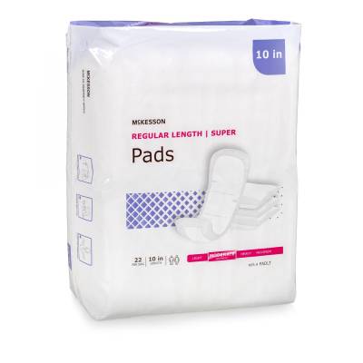 Bladder Control Pad McKesson Super 10 Inch Length Moderate Absorbency Polymer Core One Size Fits Most