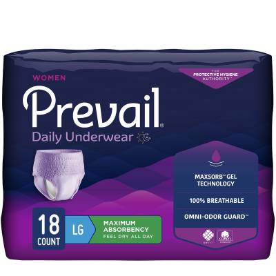 Female Adult Absorbent Underwear Prevail® Daily Underwear Pull On with Tear Away Seams Large Disposable Heavy Absorbency