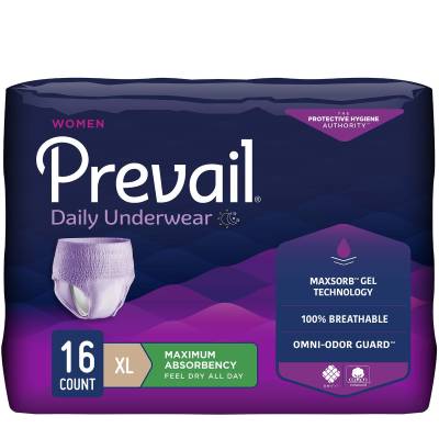 Female Adult Absorbent Underwear Prevail® Daily Underwear Pull On with Tear Away Seams X-Large Disposable Heavy Absorbency