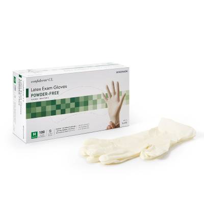 Exam Glove McKesson Confiderm® Medium NonSterile Latex Standard Cuff Length Textured Fingertips Ivory Not Rated