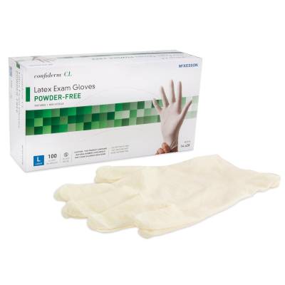Exam Glove McKesson Confiderm® Large NonSterile Latex Standard Cuff Length Textured Fingertips Ivory Not Rated