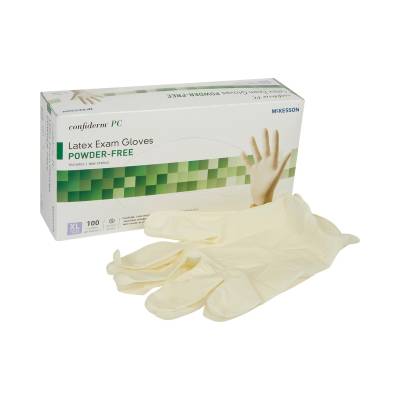 Exam Glove McKesson Confiderm® X-Large NonSterile Latex Standard Cuff Length Fully Textured Ivory Not Rated