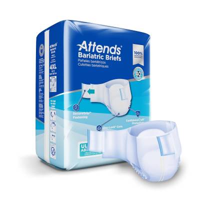 Unisex Adult Incontinence Brief Attends® Bariatric 4X-Large Disposable Heavy Absorbency