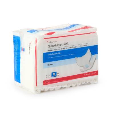 Unisex Adult Incontinence Brief Wings™ Super Quilted Medium Disposable Heavy Absorbency