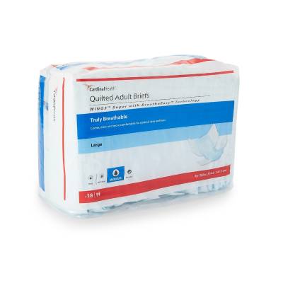 Unisex Adult Incontinence Brief Wings™ Super Quilted Large Disposable Heavy Absorbency