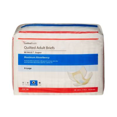 Unisex Adult Incontinence Brief Wings™ Super Quilted X-Large Disposable Heavy Absorbency