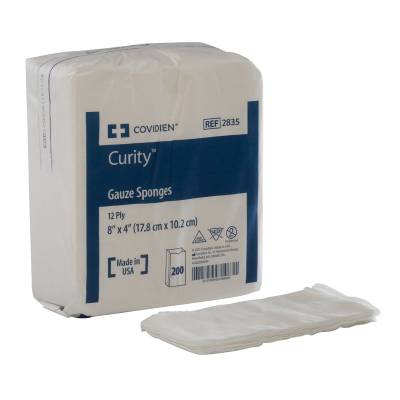 Gauze Sponge Curity™ 4 X 8 Inch 12-Ply NonSterile 200 per Pack