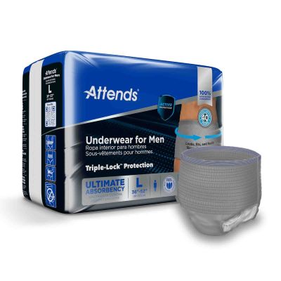 Male Adult Absorbent Underwear Attends® For Men Pull On with Tear Away Seams Large Disposable Heavy Absorbency