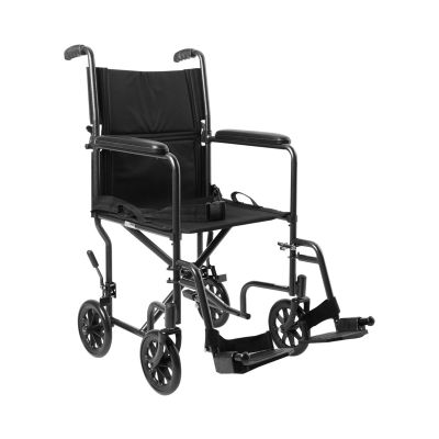 Transport Chair McKesson 19 Inch Seat Width Full Length Arm Swing-Away Footrest Steel Frame with Silver Vein Finish