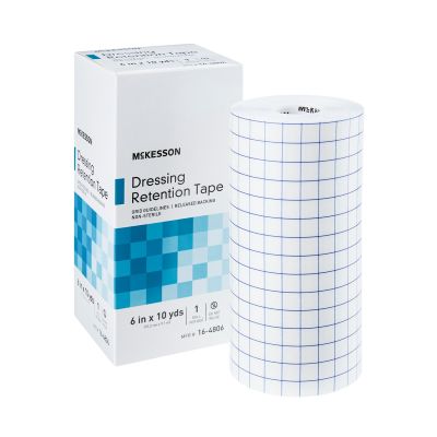 Water Resistant Dressing Retention Tape with Liner McKesson White 6 Inch X 10 Yard Nonwoven / Printed Release Paper NonSterile