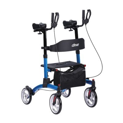 4 Wheel Rollator drive™ Upright Walker Blue Aluminum Frame