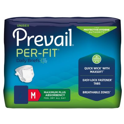 Unisex Adult Incontinence Brief Prevail® Per-Fit® Maximum Plus Medium Disposable Heavy Absorbency