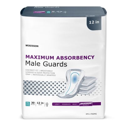 Bladder Control Pad McKesson 12 Inch Heavy Absorbency Polymer Core One Size Fits Most
