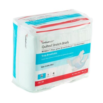 Unisex Adult Incontinence Brief Wings™ Plus Size 3 / X-Large Disposable Heavy Absorbency