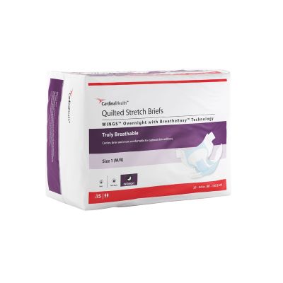 Unisex Adult Incontinence Brief Wings™ Overnight Size 1 Disposable Heavy Absorbency