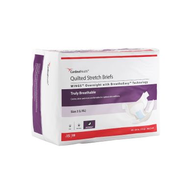 Unisex Adult Incontinence Brief Wings™ Overnight Size 2 Disposable Heavy Absorbency