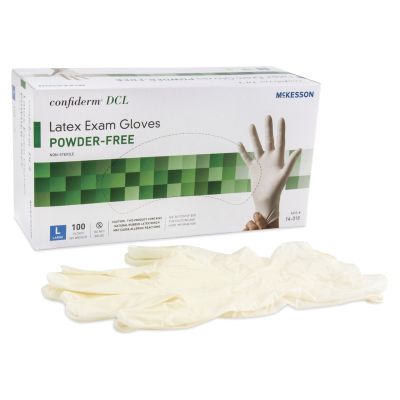 Exam Glove McKesson Confiderm® Large NonSterile Latex Standard Cuff Length Smooth Ivory Not Rated