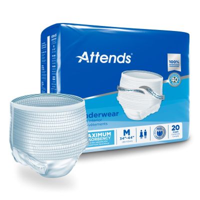 Unisex Adult Absorbent Underwear Attends® Pull On with Tear Away Seams Medium Disposable Heavy Absorbency