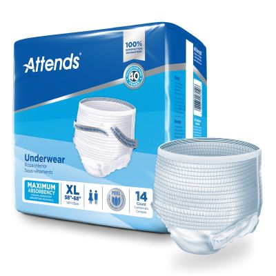 Unisex Adult Absorbent Underwear Attends® Pull On with Tear Away Seams X-Large Disposable Heavy Absorbency