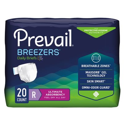 Unisex Adult Incontinence Brief Prevail® Breezers® Regular Disposable Heavy Absorbency
