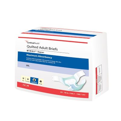 Unisex Adult Incontinence Brief Wings™ Super Quilted 2X-Large Disposable Heavy Absorbency