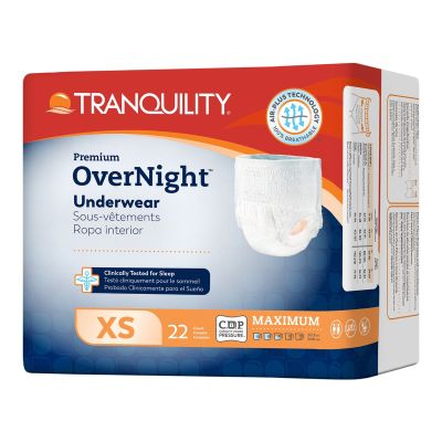 Unisex Adult Absorbent Underwear Tranquility® Premium OverNight™ Pull On with Tear Away Seams X-Small Disposable Heavy Absorbency