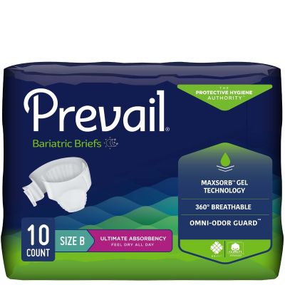 Unisex Adult Incontinence Brief Prevail® Bariatric Bariatric Size B Disposable Heavy Absorbency