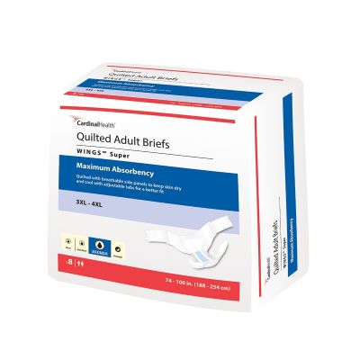 Unisex Adult Incontinence Brief Wings™ Super 3X-Large Disposable Heavy Absorbency