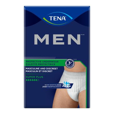 Male Adult Absorbent Underwear TENA® MEN™ Super Plus Pull On with Tear Away Seams Small / Medium Disposable Heavy Absorbency