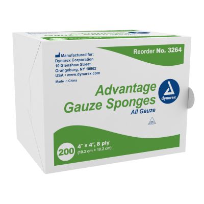 Gauze Sponge Advantage 4 X 4 Inch 8-Ply NonSterile 200 per Pack