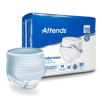 Unisex Adult Absorbent Underwear Attends® Care Pull On with Tear Away Seams Medium Disposable Heavy Absorbency