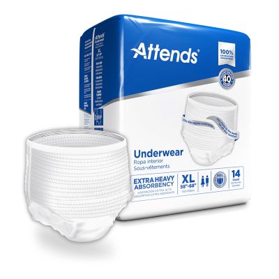 Unisex Adult Absorbent Underwear Attends® Care Pull On with Tear Away Seams X-Large Disposable Heavy Absorbency