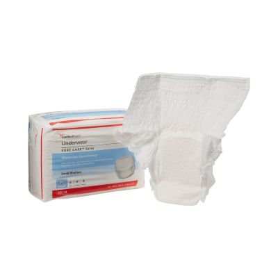 Unisex Adult Absorbent Underwear Sure Care™ Extra Pull On with Tear Away Seams Small / Medium Disposable Moderate Absorbency