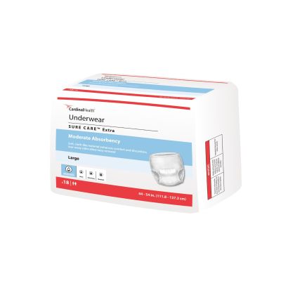 Unisex Adult Absorbent Underwear Sure Care™ Extra Pull On with Tear Away Seams Large Disposable Moderate Absorbency